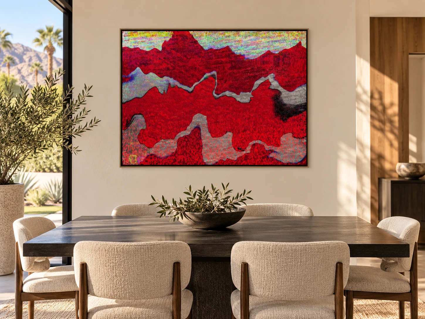 Crimson Drift framed in an interior