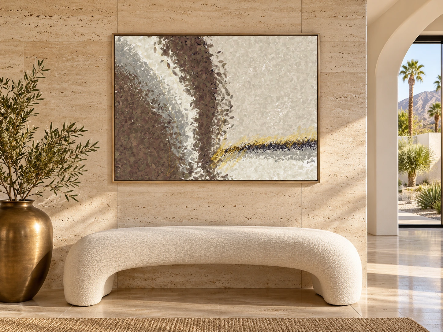 Gilded Stillness framed in an interior