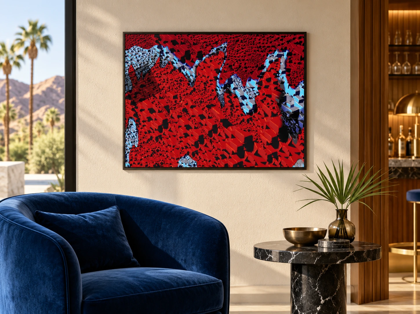 Red Shift framed in an interior