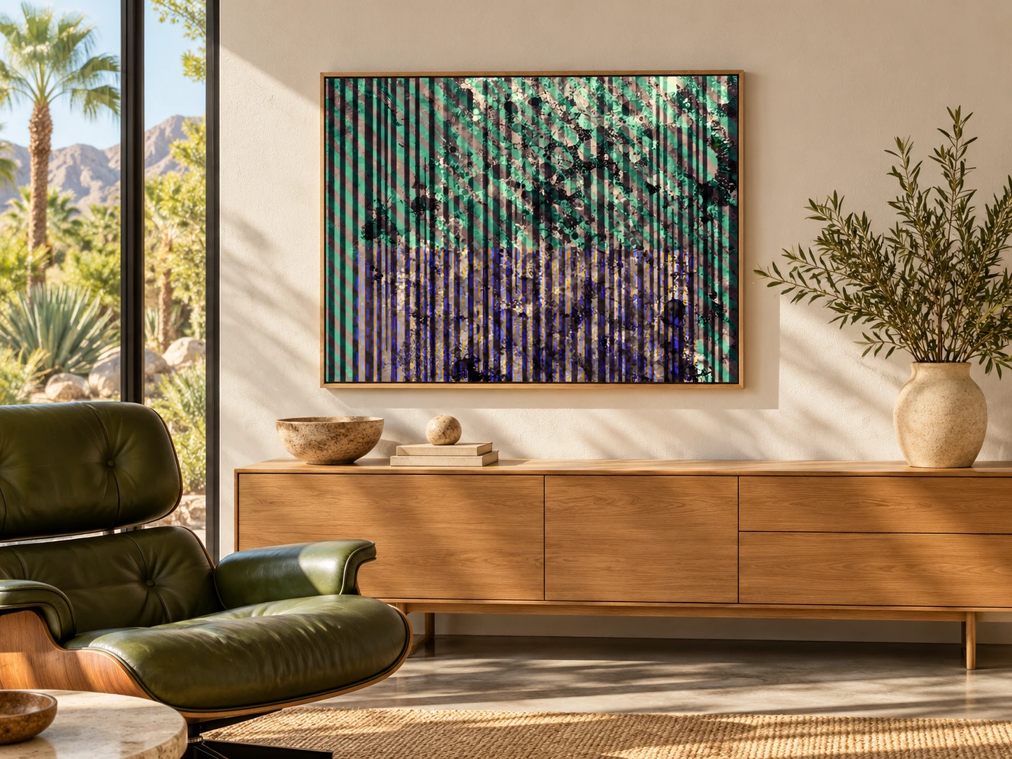 Verdant Interference framed in an interior